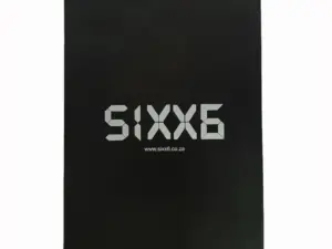 A 275 Micron PVC Zipper Bag with a black UV Print showing the brand's logo. This zipper bag is used for packaging products.