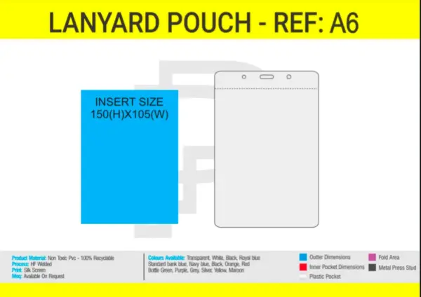 Custom A6 Pvc Lanyard Pouch 105X150Mm